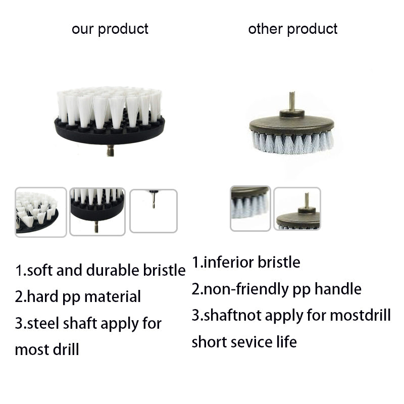 Drill Brush Car Detailing Attachment Set - 3 Piece Scrubber Brush Kit