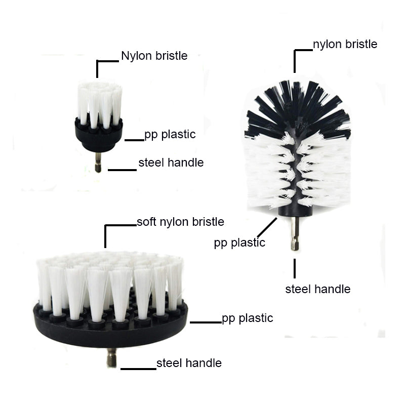 Drill Brush Car Detailing Attachment Set - 3 Piece Scrubber Brush Kit