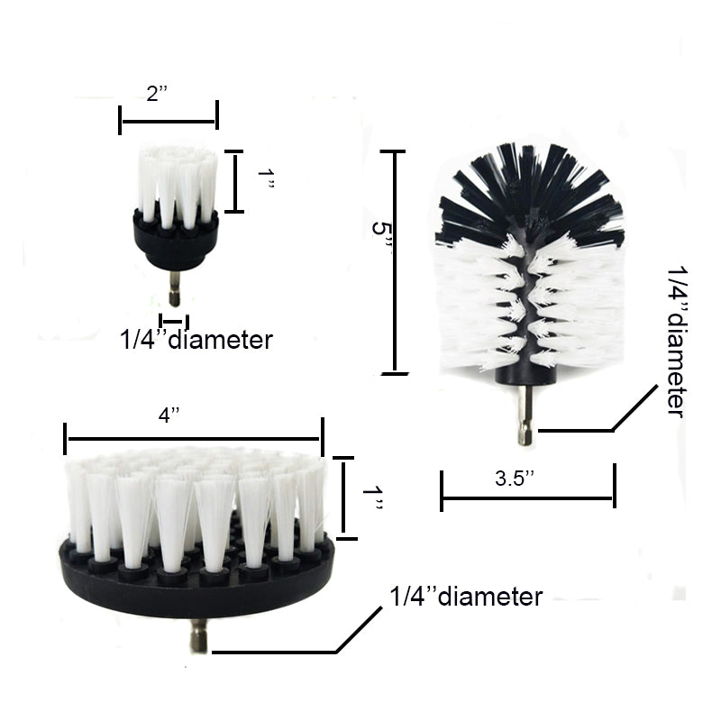 Drill Brush Car Detailing Attachment Set - 3 Piece Scrubber Brush Kit