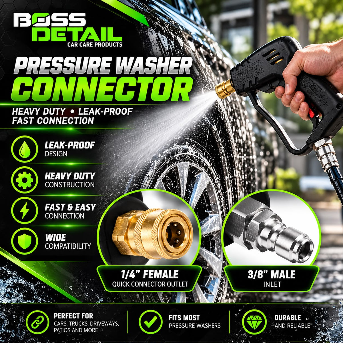 High Pressure Washer Water Gun, Quick Connect 3/8"